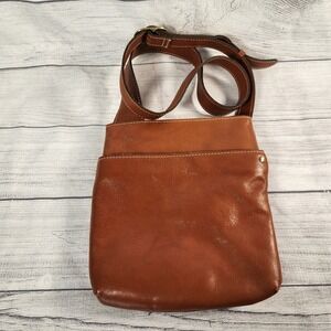 Patricia Nash Heritage Stipes Cognac Leather Crossbody Bag Small Purse